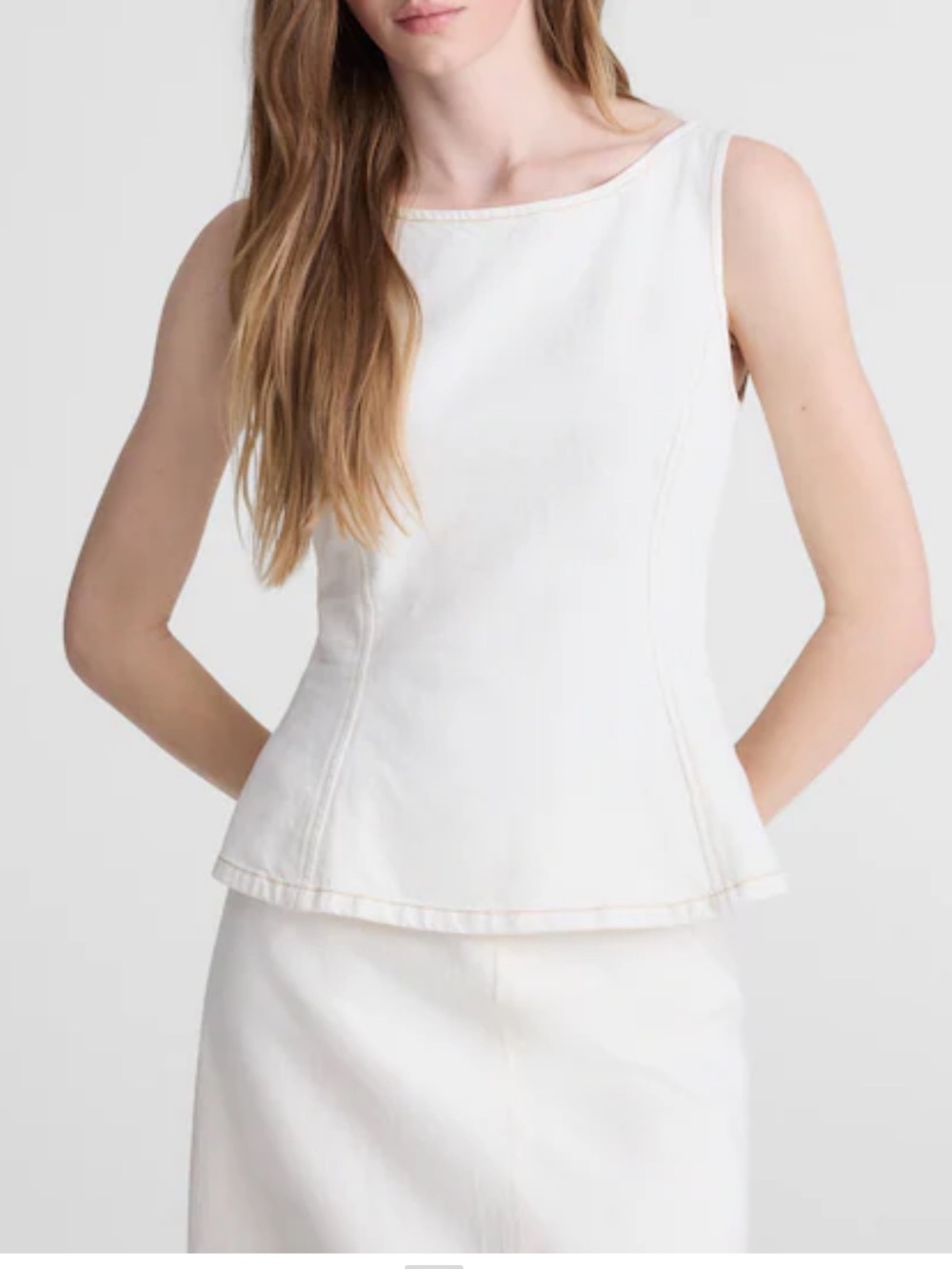 Madewell Denim Ivory Seamed Boatneck Tank